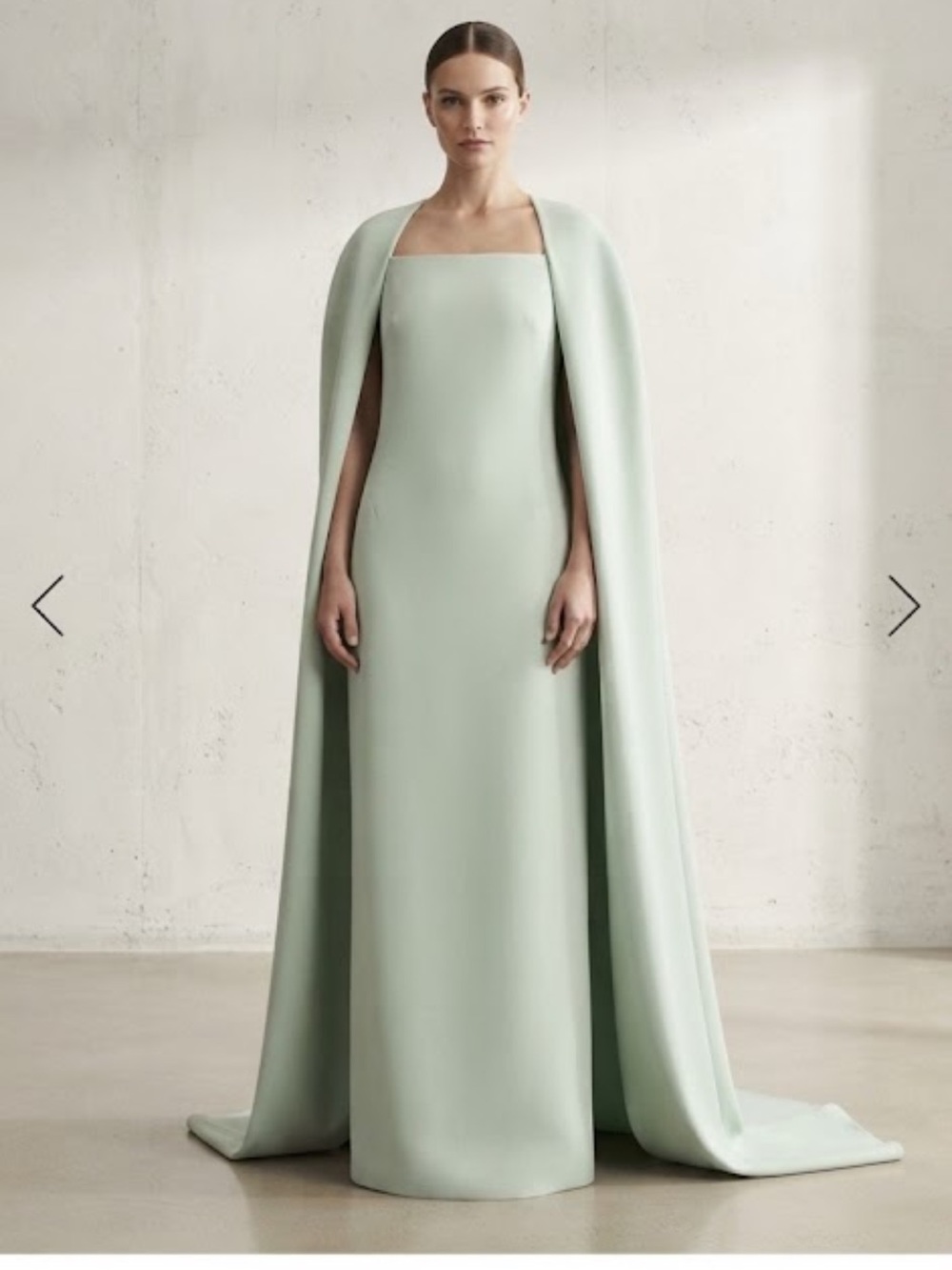 Strapless Cape Gown in Mint Green